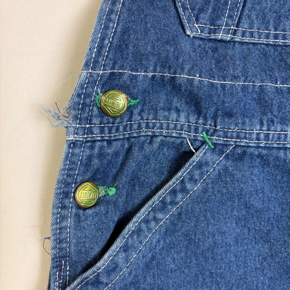 Liberty Mens Blue Denim Overalls Bib Workwear 36x33 USA Farmer Carpenter Utility